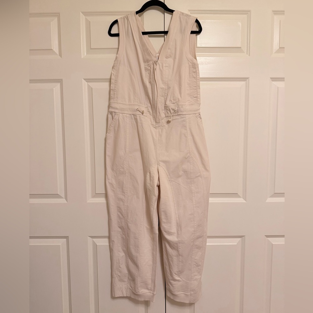 Anthropologie Sleeveless Zip-Front White Jumpsuit